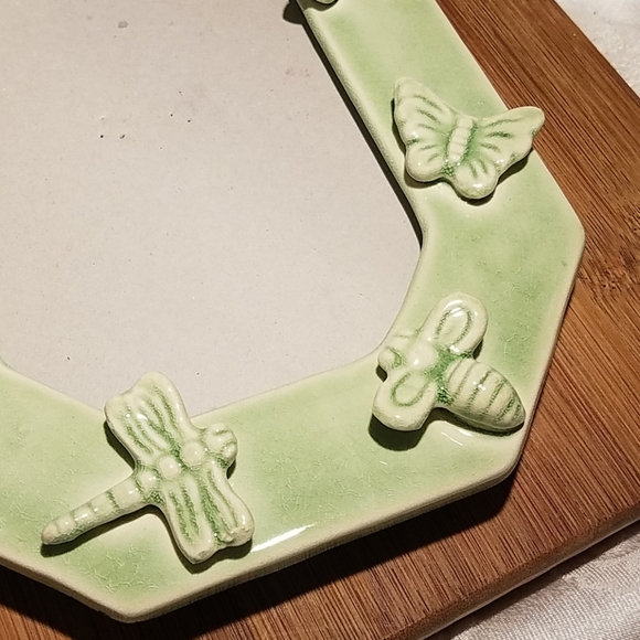 Butterfly Dragonfly and Bee Green Ceramic Frame - Picture 3 of 5